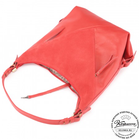  Женская кожаная сумка "Эмилия" (красная)